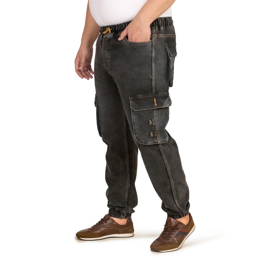 Kagad Jeans Men Regular and Plus Size Cargo Pocket Charcoal Grey Denim Jogger - Style Code "KGDJGR-406014