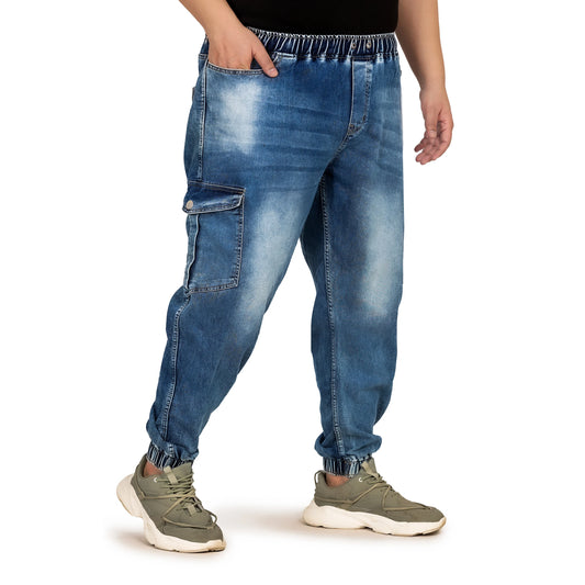 Kagad Jeans Men Regular and Plus Size Regular Fit Mid Blue Color Denim Jeans Jogger - Style Code "KGDJGR-406006