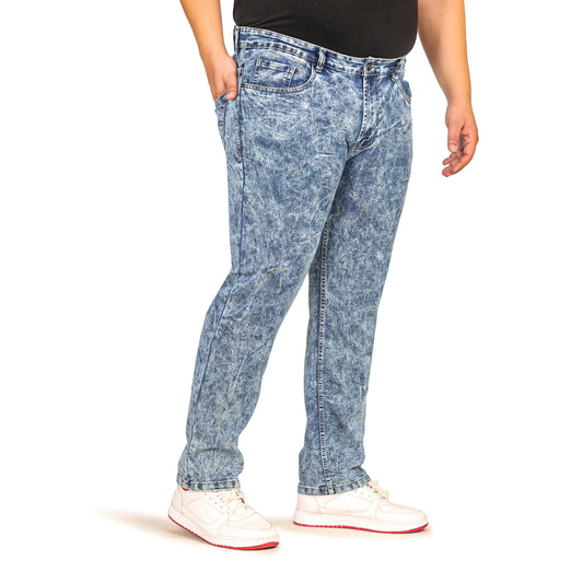 Kagad Jeans Men Plus Size Regular Fit Mid Blue Ice Washed Denim Jeans - Style Code "KGDJN-408007