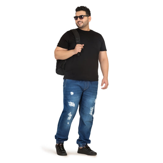 Kagad Jeans Men Regular and Plus Size Regular Fit Mid Blue Color Denim Jeans Jogger - Style Code "KGDJGR-406005