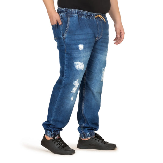 Kagad Jeans Men Regular and Plus Size Regular Fit Mid Blue Color Denim Jeans Jogger - Style Code "KGDJGR-406005
