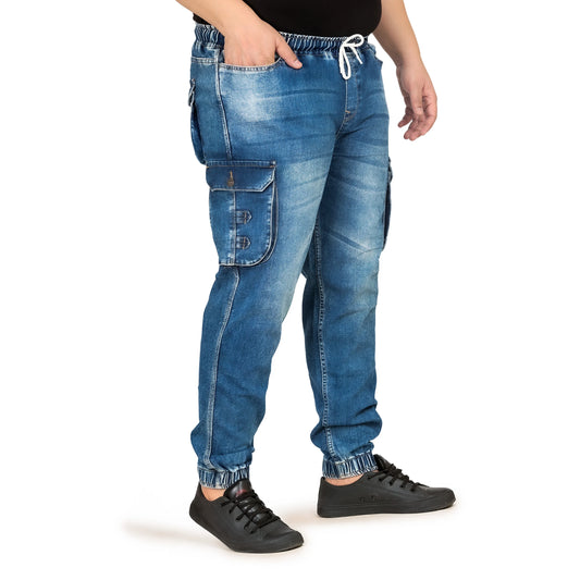 Kagad Jeans Men Regular and Plus Size Regular Fit Mid Blue Color Blast Denim Jeans Jogger - Style Code "KGDJGR-406003