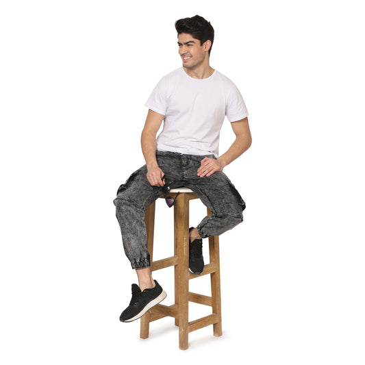 Kagad Jeans Men Regular Fit Textured Grey Denim Jeans Jogger - Style Code "KGDJGR-401005