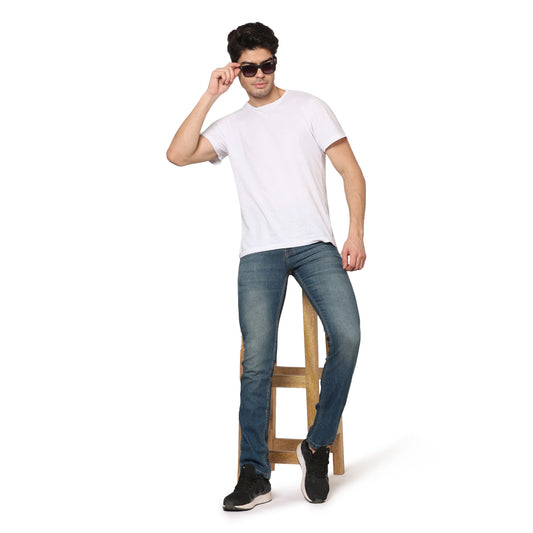Kagad Jeans Men Straight Fit Mid Blue Denim Jeans - Style Code "KGDJNS-403016