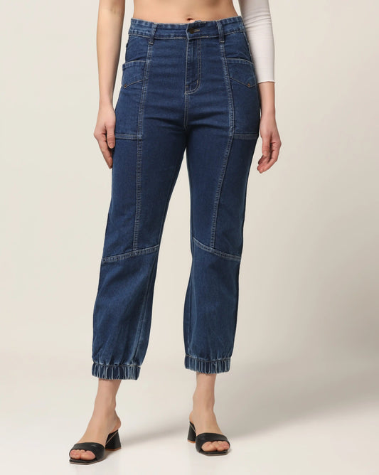 Kagad Jeans Womens High Rise Regular Fit Cut And Sew Mid Blue Denim Jeans - Style Code "KGDJNS-404013