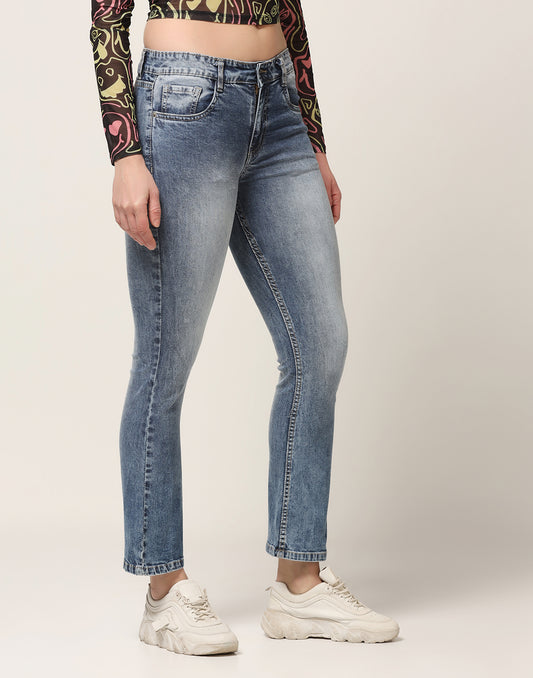 Kagad Jeans Womens High Rise Boot Cut Blue Denim Jeans - Style Code "KGDJNS-404028