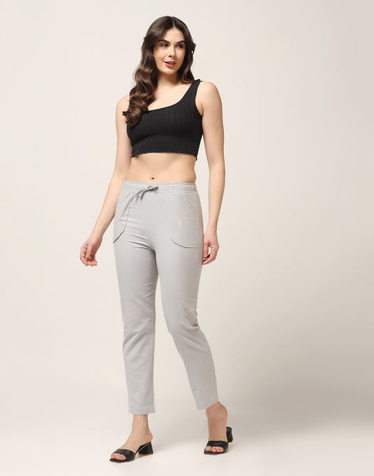 Kagad Jeans Womens Mid Rise Straight Fit Latte Cotton Trouser - Style Code "KGDTR-404030