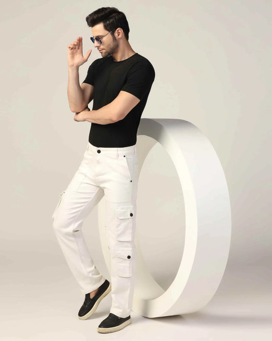Kagad Jeans Mens Regular Fit White Cargo Jeans - Style Code "KGDCRG-403050