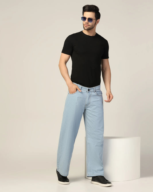 Kagad Jeans Mens Wide Leg Loose Fit Arctic Blue Jeans - Style Code "KGDJN-403045