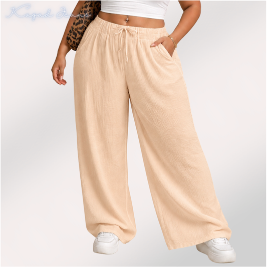 Womens elasticated High Rise waist loose straight fit Palazo Pajama KGDJNS-404052