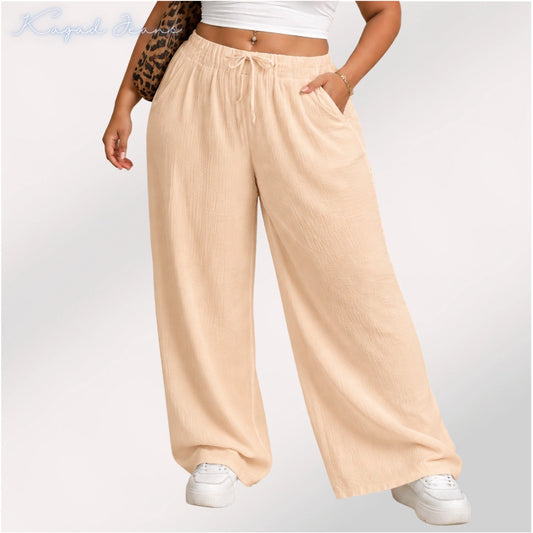 Womens elasticated High Rise waist loose straight fit Palazo Pajama KGDJNS-404052