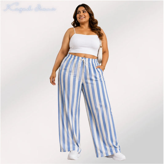 Womens elasticated High Rise waist loose straight fit Palazo KGDJNS-404071