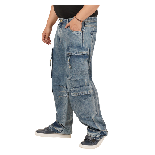 Men's Plus Size Denim Cargo KGDCR-406094