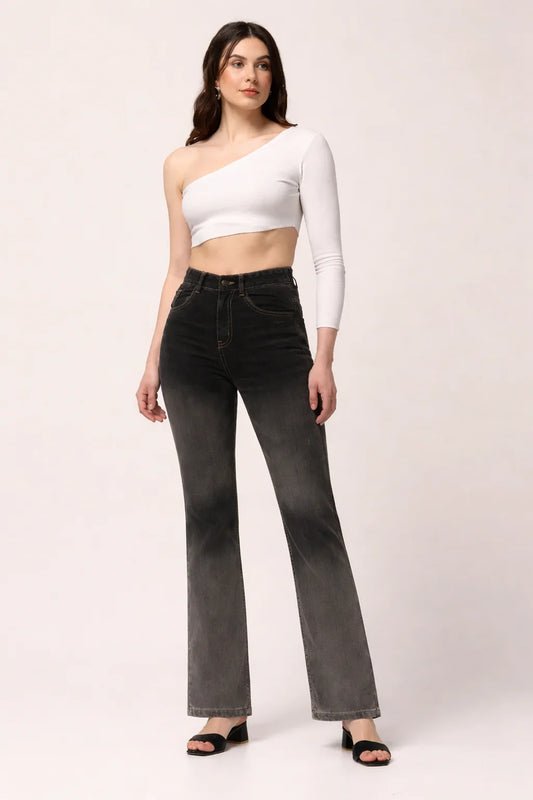 Kagad Jeans Womens High Rise Boot Cut Black Grey Denim Jeans - Style Code "KGDJNS-404017