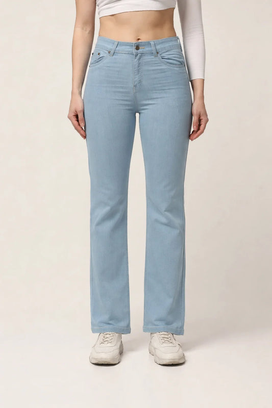 Kagad Jeans Womens High Rise Straight Fit Light Blue Denim Jeans - Style Code "KGDJNS-404029