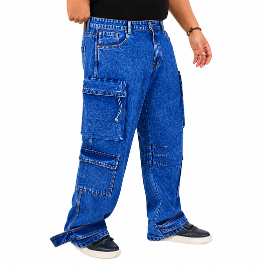 Men's Plus Size Denim Cargo KGDCR-406094