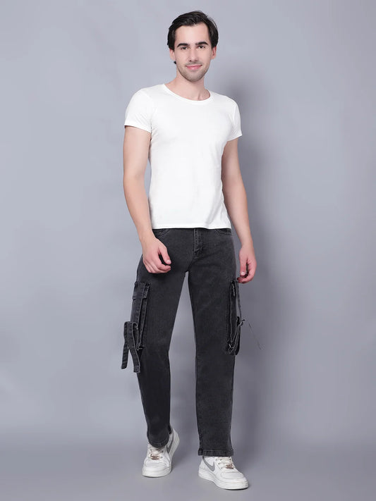 Kagad Jeans Mens Regular Fit Charcoal Black Cargo Jeans - Style Code "KGDCRG-403070