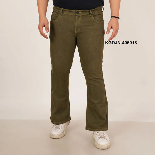Kagad Jeans Mens Plus Size Boot Fit Army Green Color Denim Jeans - Style Code "KGDJN-406018