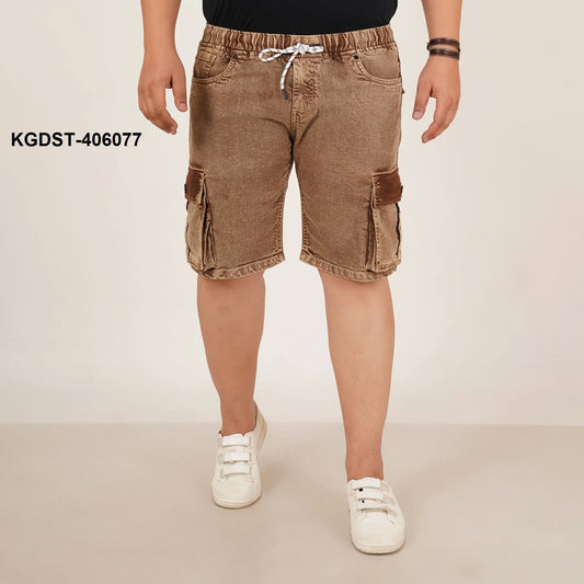 Kagad Jeans Mens Plus Size Loose Fit Rust Color Denim Cargo Pocket Short - Style Code "KGDST-406077