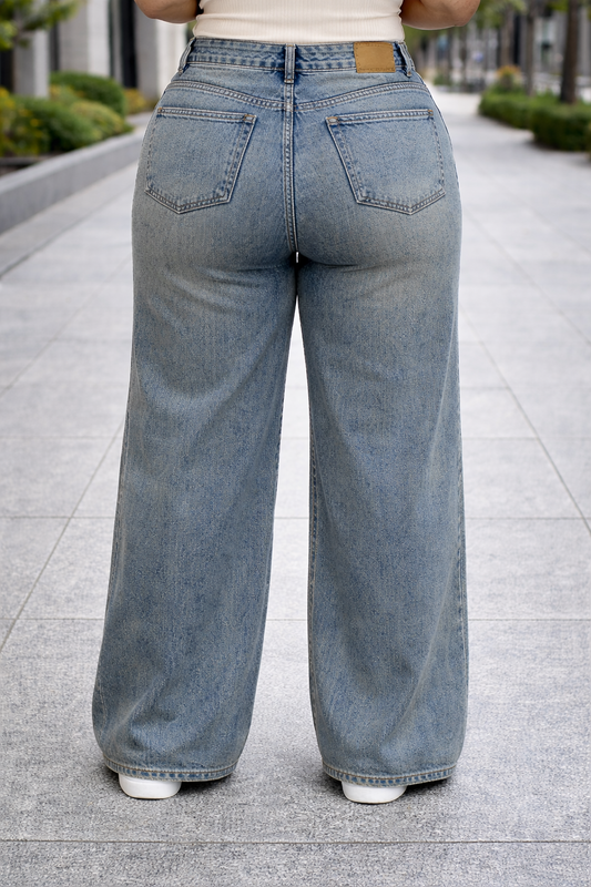 Womens high rise straight loose fit Jeans KGDJNS-404029