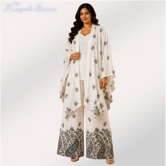 Women’s Two-Piece Co-Ord Set Wide Leg Palazzo with Shrug - KGDJNS-404081