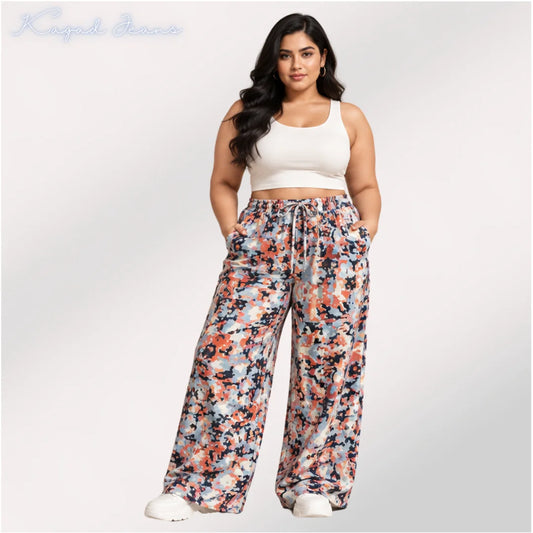 Womens elasticated waist loose straight fit Palazo KGDJNS-404106