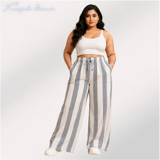 Womens elasticated waist loose straight fit Palazo KGDJNS-404107