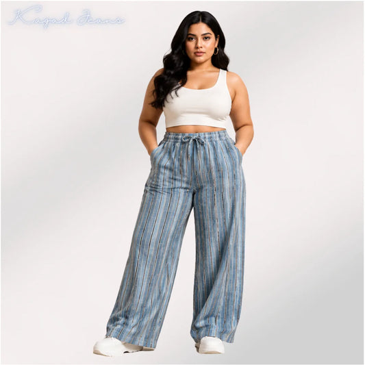 Womens elasticated waist loose straight fit Palazo KGDJNS-404108