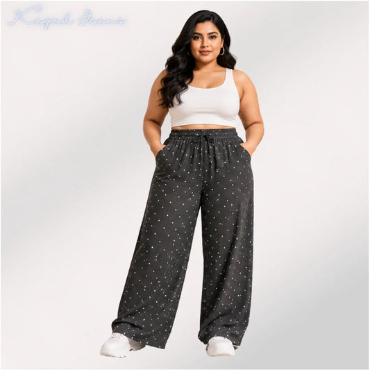 Womens elasticated waist loose straight fit Palazo KGDJNS-404110