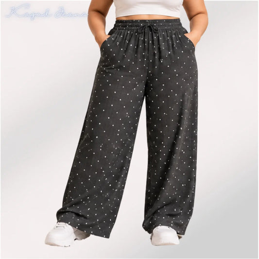 Womens elasticated waist loose straight fit Palazo KGDJNS-404110