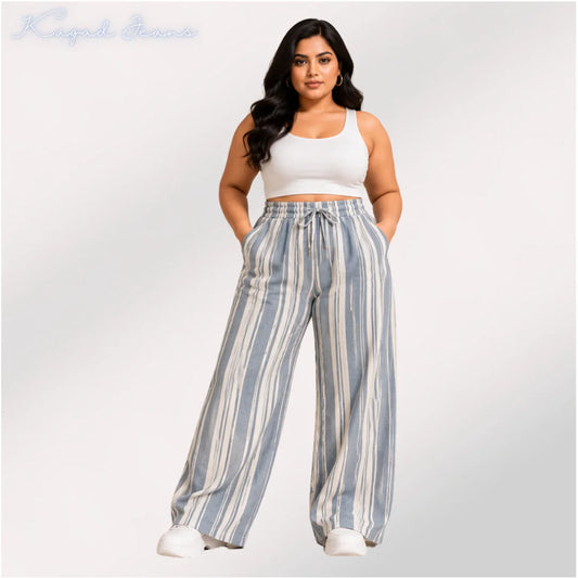Womens elasticated waist loose straight fit Palazo KGDJNS-404111