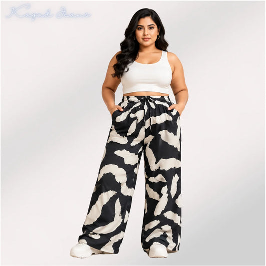 Womens elasticated waist loose straight fit Palazo KGDJNS-404112