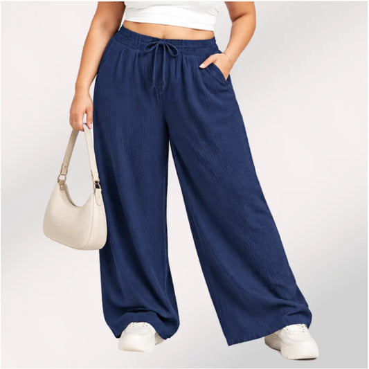 Womens elasticated High Rise waist loose straight fit Palazo Pajama KGDJNS-404124