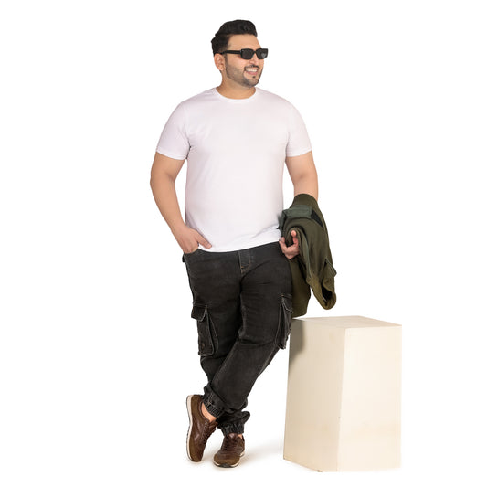 Kagad Jeans Men Regular and Plus Size Cargo Pocket Charcoal Grey Denim Jogger - Style Code "KGDJGR-406014