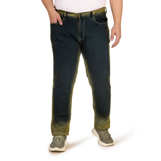 Kagad Jeans Men Plus Size Regular Fit Navy Blue Yellow Tint Denim Jeans - Style Code "KGDJN-408025