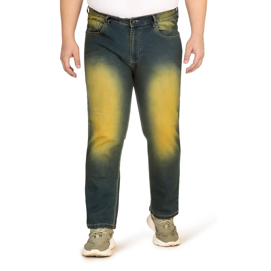 Kagad Jeans Men Plus Size Regular Fit Navy Yellow Tint Denim Jeans - Style Code "KGDJN-408022