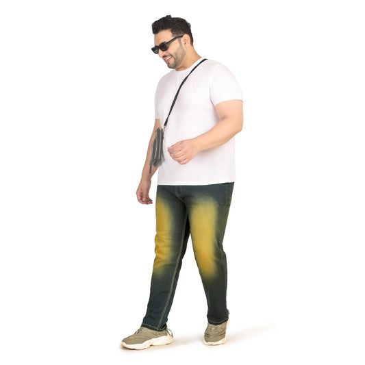 Kagad Jeans Men Plus Size Regular Fit Navy Yellow Tint Denim Jeans - Style Code "KGDJN-408022