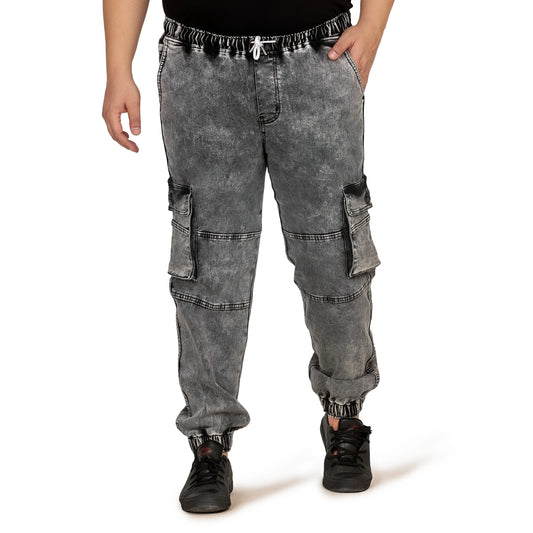 Kagad Jeans Men Plus Size Baggy Fit Charcoal Grey Textured Denim Jogger - Style Code "KGDJGR-406010