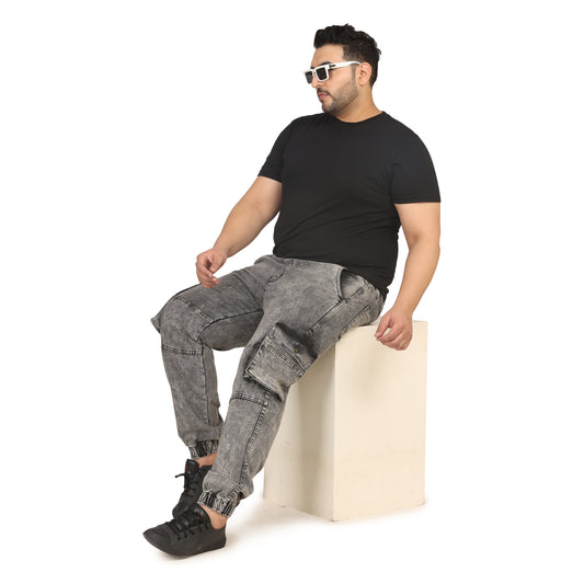 Kagad Jeans Men Plus Size Baggy Fit Charcoal Grey Textured Denim Jogger - Style Code "KGDJGR-406010