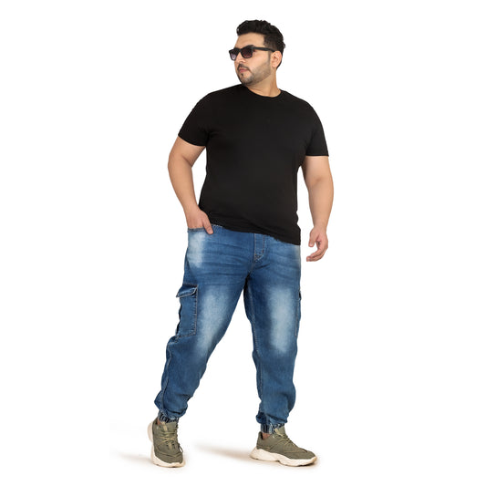 Kagad Jeans Men Regular and Plus Size Regular Fit Mid Blue  Color  Denim Jeans Jogger - Style Code "KGDJGR-406006