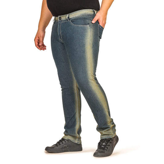 Kagad Jeans Men Plus Size Regular Fit Navy Yellow Tint Denim Jeans - Style Code "KGDJN-408008