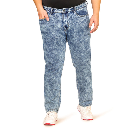 Kagad Jeans Men Plus Size Regular Fit Mid Blue Ice Washed Denim Jeans - Style Code "KGDJN-408007