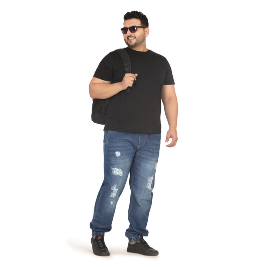 Kagad Jeans Men Regular and Plus Size Regular Fit Mid Blue  Color  Denim Jeans Jogger - Style Code "KGDJGR-406005