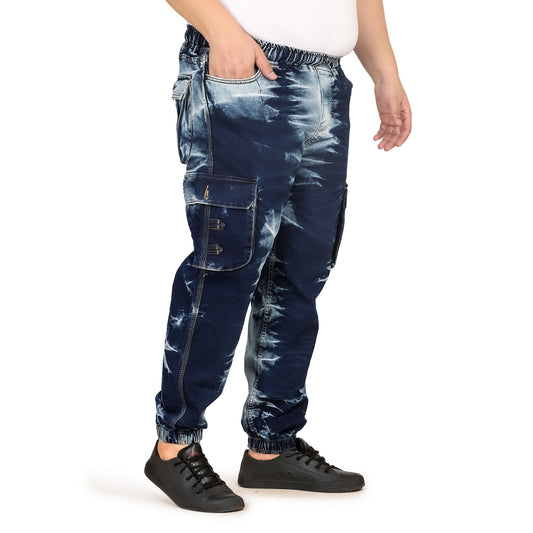 Kagad Jeans Men Regular and Plus Size Regular Fit Navy White Color Blast Denim Jeans Jogger - Style Code "KGDJGR-406002