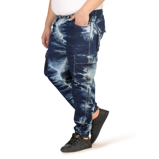 Kagad Jeans Men Regular and Plus Size Regular Fit Navy White Color Blast Denim Jeans Jogger - Style Code "KGDJGR-406002