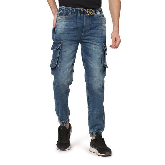 Kagad Jeans Men Regular Fit Ice Blue Denim Jeans Jogger - Style Code "KGDJGR-401003