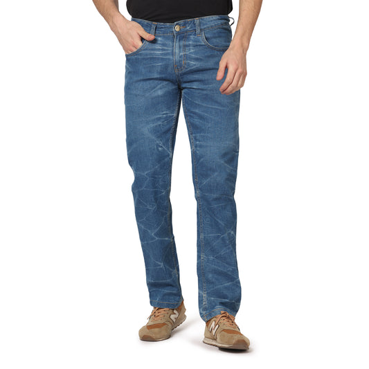 Kagad Jeans Men Straight Fit Blue Textured Denim Jeans - Style Code "KGDJNS-403007