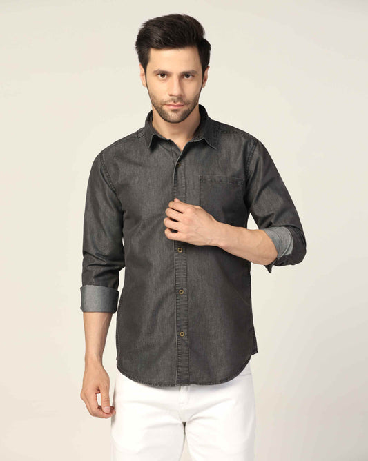 Kagad Jeans Mens Slim Fit Shirt Dark Grey - Style Code "KGDSHT-403053