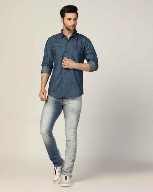 Kagad Jeans Mens Slim Fit Shirt Ocean Blue - Style Code "KGDSHT-403055