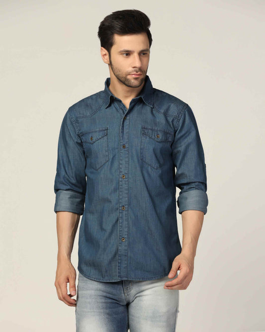 Kagad Jeans Mens Slim Fit Shirt Ocean Blue - Style Code "KGDSHT-403055